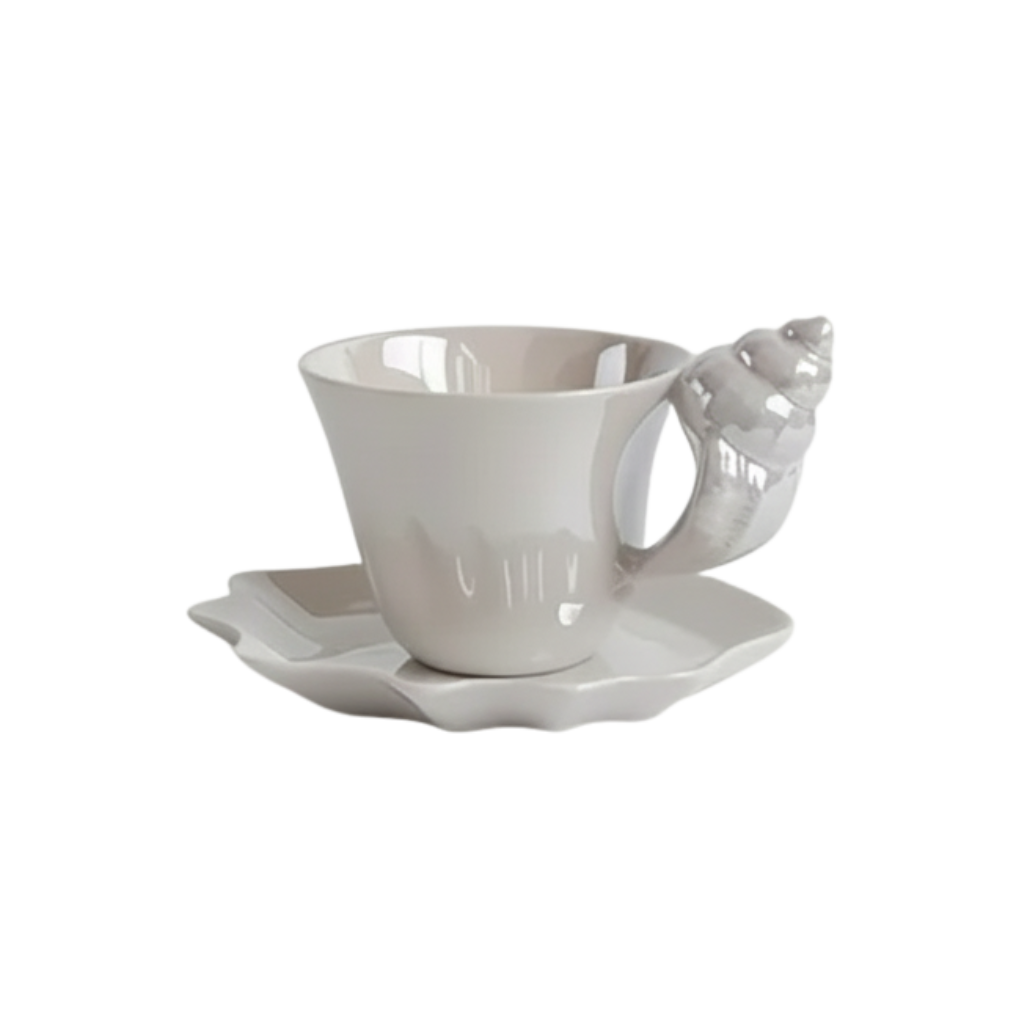Set “Perle de Mer” – tasse et sous-tasse en forme de coquillage